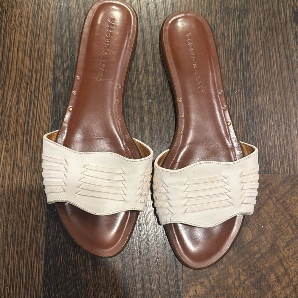 Veronice Beard white Leather Slides size 39